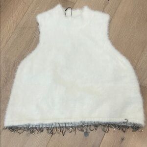 Zara White Fuzzy Top